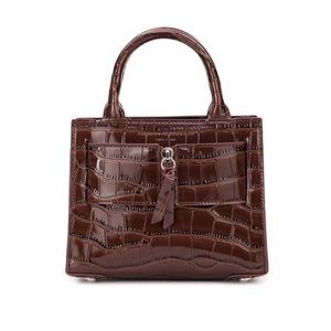 Brandon Blackwood Chocolate Croc Kuei Purse